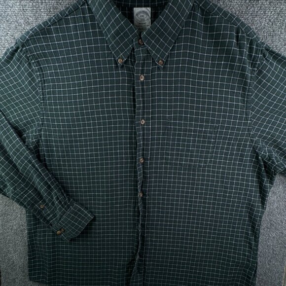 Brooks Brothers Cotton Button Up Long Sleeve Green Check Flannel 2XL Regent - Picture 2 of 12